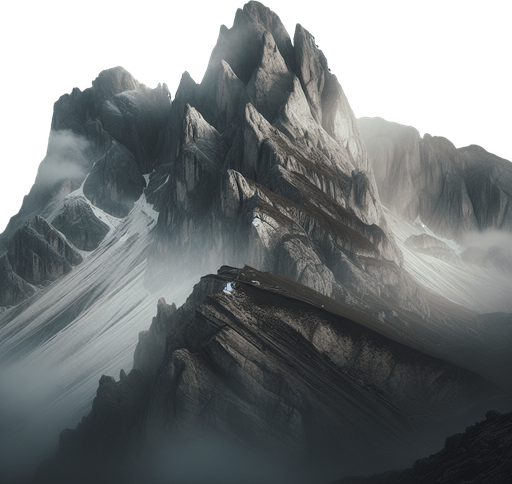 a rocky foggy mountain