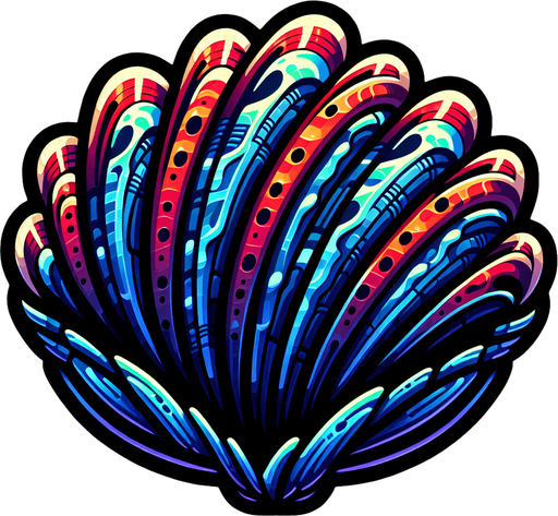 A clam.
Single Game Texture.  In-Game asset.  2d.  Blank background.  High contrast.  No shadows