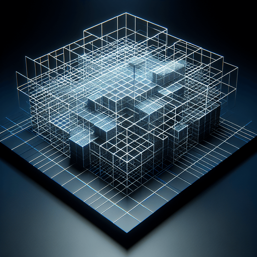 reimagine with only a grid floor with white/blue lines and dark background. no boxes, just a flat floor.
Background image. High contrast. No shadows.