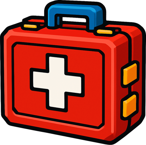 first aid kit.
In-Game asset.  2d.  High contrast.  No shadows