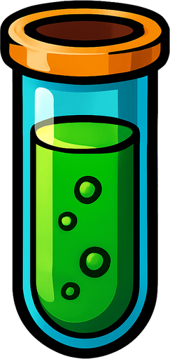 3 d gibi duran deney tübu.
In-Game asset.  2d.  High contrast.  No shadows