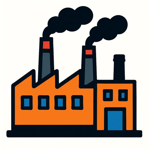 Factory.
In-Game asset.  2d.  High contrast.  No shadows