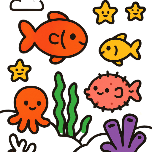 Fond d'écran océan mignon.
In-Game asset.  2d.  High contrast.  No shadows