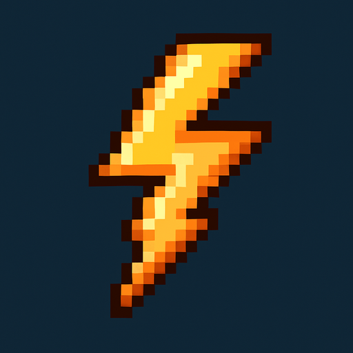 pixel art yıldırım.
In-Game asset.  2d.  High contrast.  No shadows
