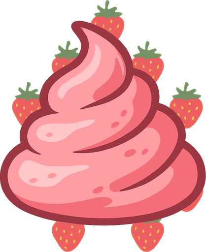 Fond d'écran crème a la fraise.
In-Game asset.  2d.  High contrast.  No shadows