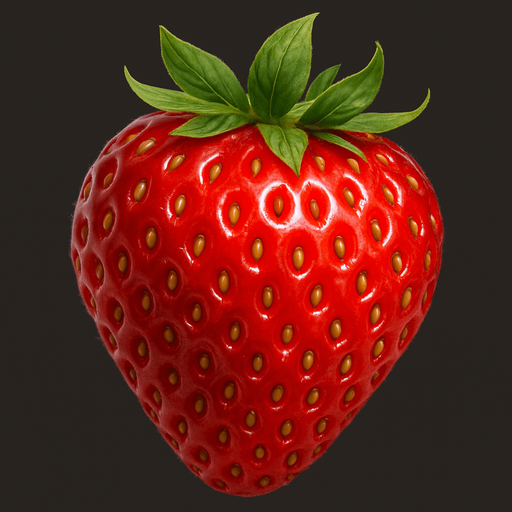 ultra realistic strawberry.
In-Game asset.  2d.  High contrast.  No shadows