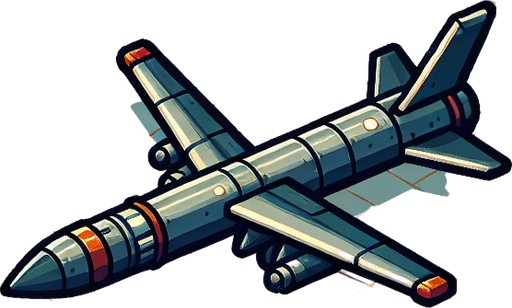 an ATGM plane.
Single Game Texture. In-Game asset. 2d. Blank background. High contrast. No shadows.