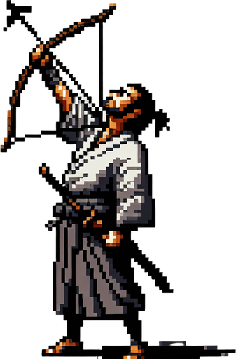 A japanese pixel samurai, small, with his head looking totally up to the sky vertically and pointing with a crossbow also top, vertically, like 90 o head. Single Game Texture. In-Game asset. 2d. Blank background. High contrast. No shadows..
Single Game Texture. In-Game asset. 2d. Blank background. High contrast. No shadows..
Single Game Texture. In-Game asset. 2d. Blank background. High contrast. No shadows.