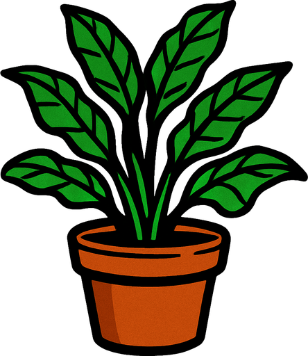 Potted plant.
In-Game asset.  2d.  High contrast.  No shadows