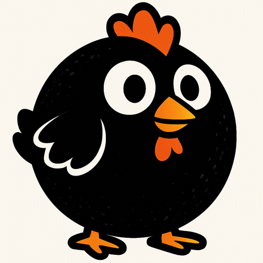 ball chicken and black.
In-Game asset.  2d.  High contrast.  No shadows