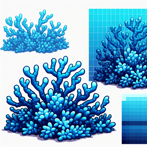 Blue coral.
Single Game Texture.  In-Game asset.  2d.  Blank background.  High contrast.  No shadows. Awesome. Cool