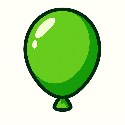 A green balloon without the string..
In-Game asset.  2d.  High contrast.  No shadows