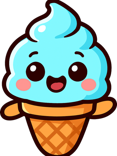 bébé glace cartoon.
In-Game asset.  2d.  High contrast.  No shadows