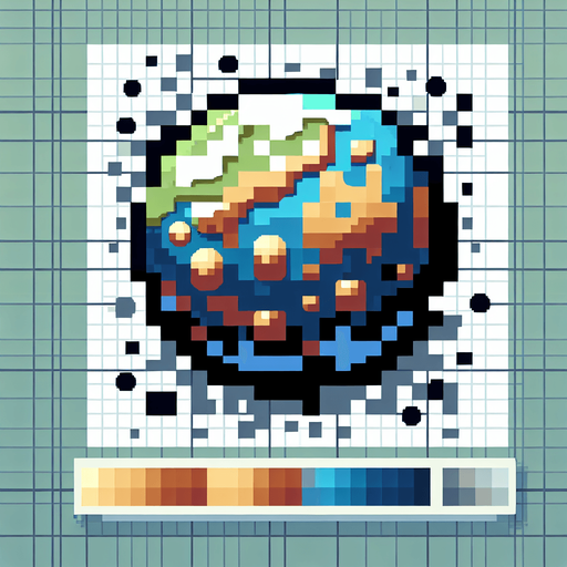 pixel art of a tiny planet.
Single Game Texture. In-Game asset. 2d. Blank background. High contrast. No shadows.
