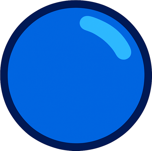 blue ball.
In-Game asset.  2d.  High contrast.  No shadows