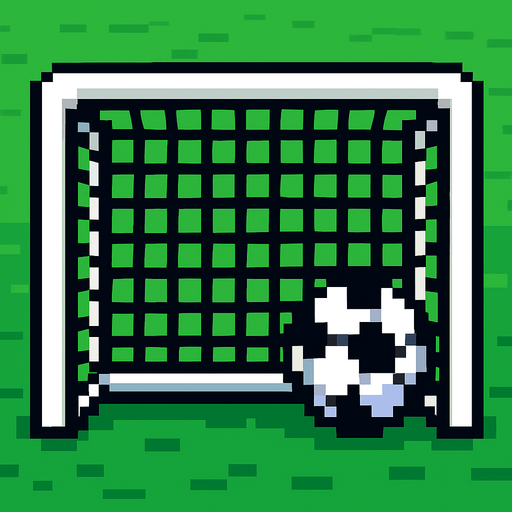 pixelart soccer goal.
In-Game asset.  2d.  High contrast.  No shadows