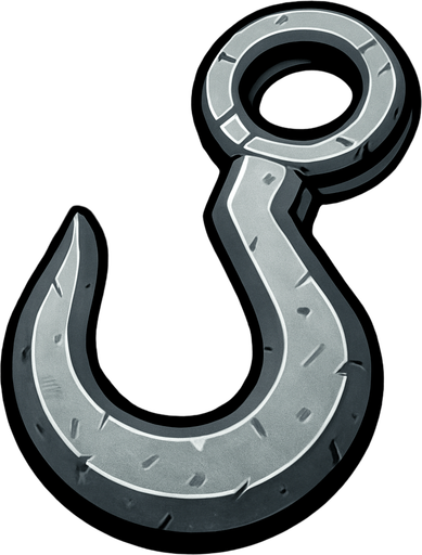 steel hook.
In-Game asset.  2d.  High contrast.  No shadows