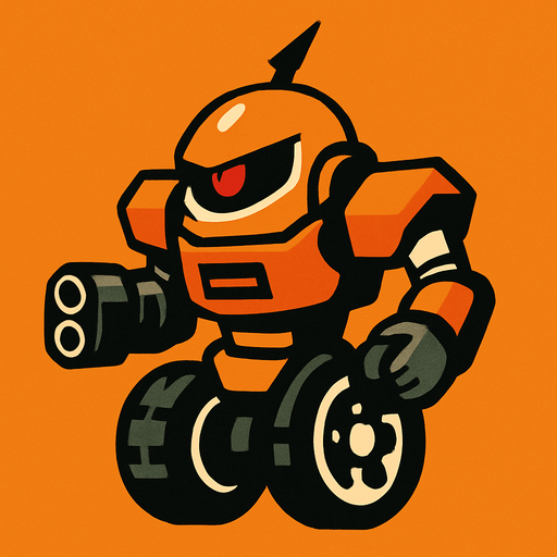 A robot enemy that travels on wheels.
In-Game asset.  2d.  High contrast.  No shadows