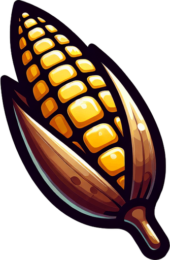 A corn seed..
Single Game Texture. In-Game asset. 2d. Blank background. High contrast. No shadows.
