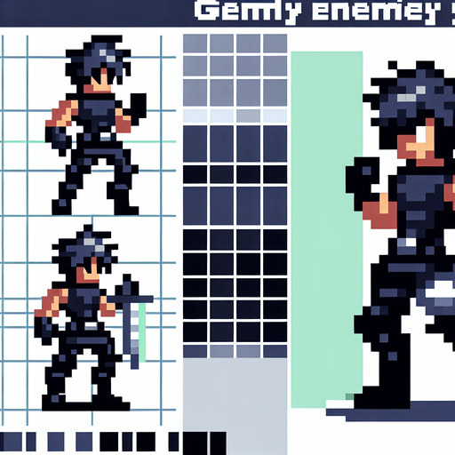 Enemy pixel.
Single Game Texture. In-Game asset. 2d. Blank background. High contrast. No shadows.