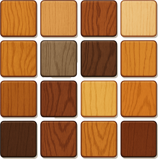 Pack of different Othello board square cells of wood, different wood.
In-Game asset.  High contrast.  No shadows. 3D
