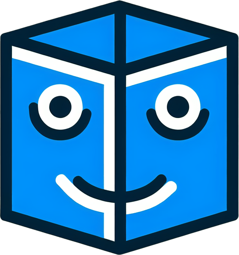 blue box with face.
No shadows