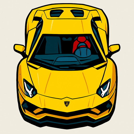 Bird view lamborghini car.
In-Game asset.  2d.  High contrast.  No shadows