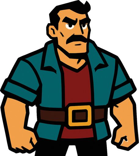 man.
In-Game asset.  2d.  High contrast.  No shadows