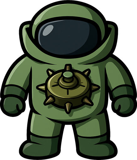 Just the space suit from this image with a land mine in the center of it.