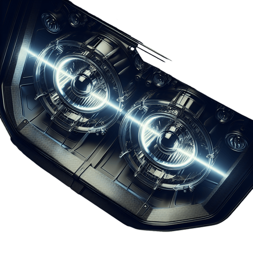 photorealistic car headlights light, top view