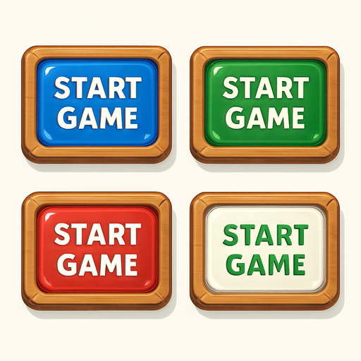Pack of "Start Game" button of wood, with glass, different colors, transparent, mahjong style
In-Game asset.  High contrast.  No shadows. 3D