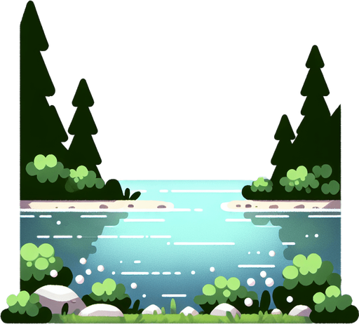 A nice lake Single Game Texture. In-Game asset. 2d. Blank background. High contrast. No shadows.