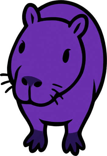 purple capybara top view.
In-Game asset.  2d.  High contrast.  No shadows