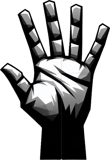 A hand Single Game Texture. In-Game asset. 2d. Blank background. High contrast. No shadows.