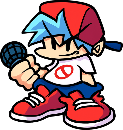 FNF bf.
In-Game asset.  2d.  High contrast.  No shadows