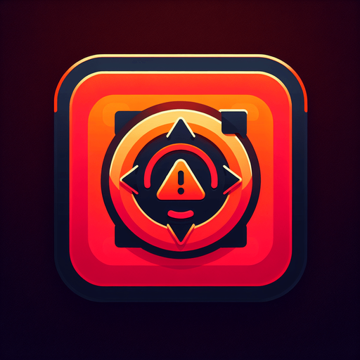 A square app store icon with rounded edges, designed for a Reboot Warning app. The icon features a circular arrow symbol in the center, paired with a small warning triangle to indicate urgency. The background is a gradient of red to orange, creating a sense of caution while keeping the design clean and modern..
Single Game Texture. In-Game asset. 2d. Blank background. High contrast. No shadows.