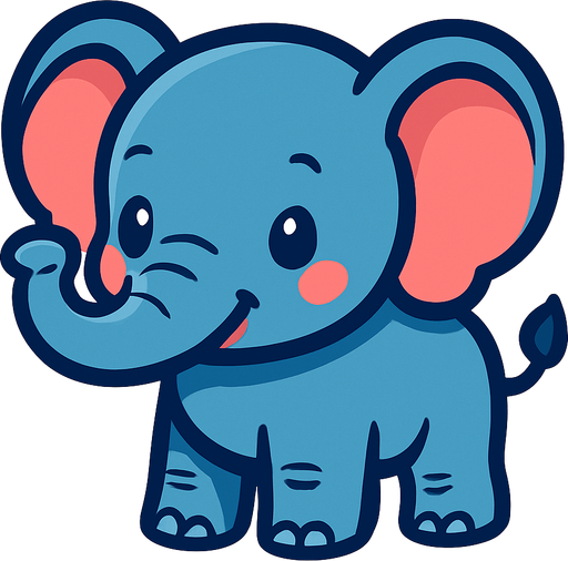 Cute elephant.
In-Game asset.  2d.  High contrast.  No shadows