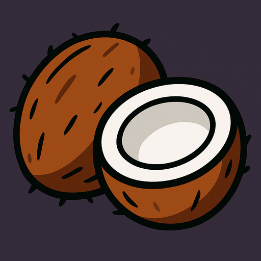 Coconut.
In-Game asset.  2d.  High contrast.  No shadows