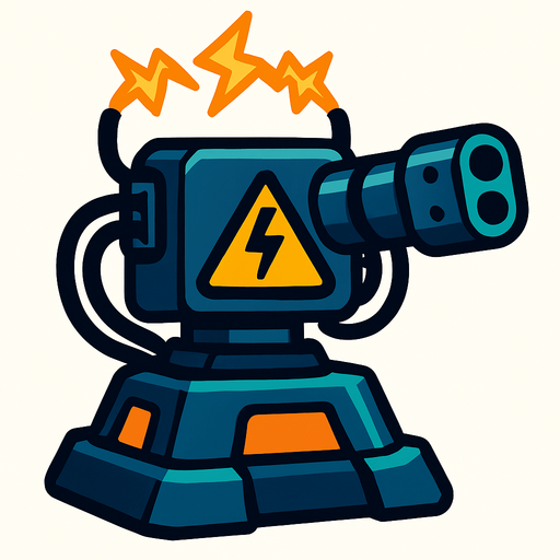 Electrical turret.
In-Game asset.  2d.  High contrast.  No shadows