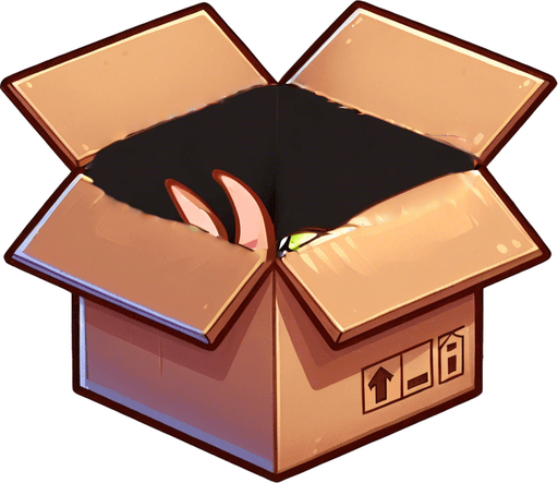 cute Chibi ginger cat look from the box into the camera. Cheeky, happy.