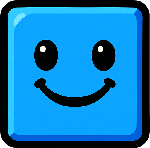 Happy blue block.
In-Game asset.  2d.  High contrast.  No shadows