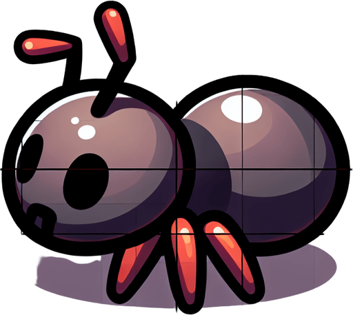 topdown 2d ant, blank background, no shadows.
Single Game Texture.  In-Game asset.  2d.  Blank background.  High contrast.  No shadows