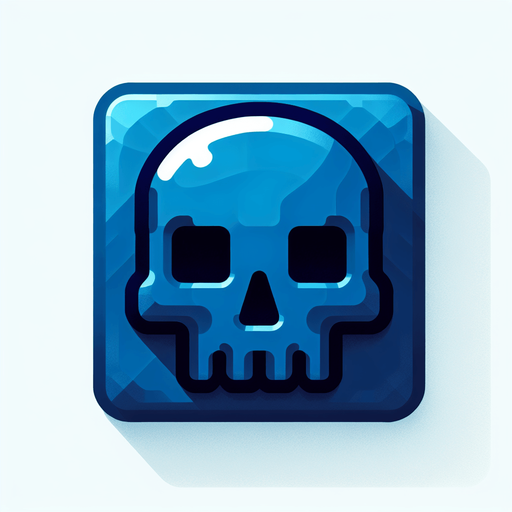 tête de mort bleu.
Single Game Texture. In-Game asset. 2d. Blank background. High contrast. No shadows.