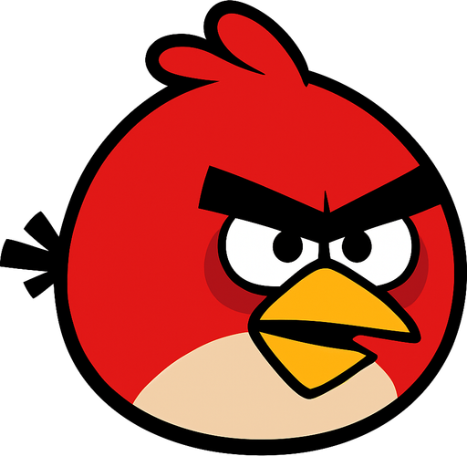 Angry Birds red little bird Red.
In-Game asset.  2d.  High contrast.  No shadows