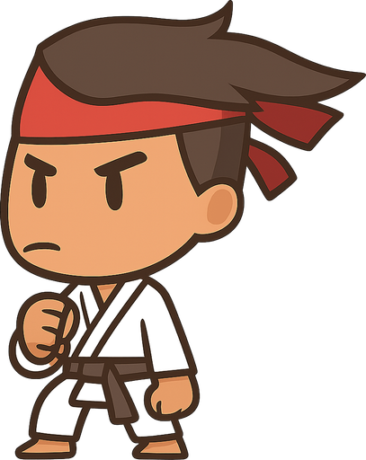 martial artist. No background. Transparent background. Blank background. No shadows. 2d. In-Game asset. flat