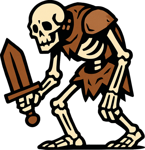 kemikten bir şovalye istiyorum biraz kambur dursun.
In-Game asset.  2d.  High contrast.  No shadows