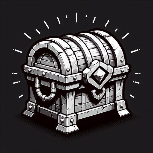 Treasure Chest.
Single Game Texture. In-Game asset. 2d. Blank background. High contrast. No shadows.