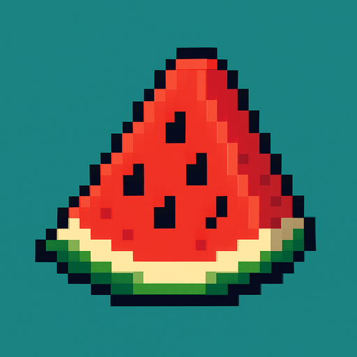Make me a pixel watermelon but one piece.
In-Game asset.  2d.  High contrast.  No shadows