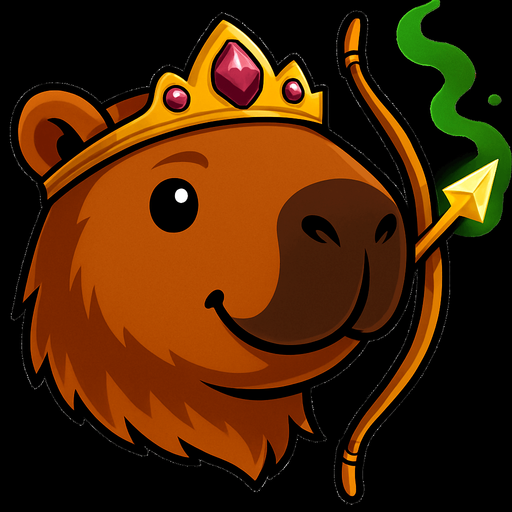 Quitale el casco y ponle una tiara de princesa. Has el arco y la flecha de oro. Recuerda que es un capybara.