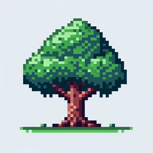 8 bit tree.
Single Game Texture. In-Game asset. 2d. Blank background. High contrast. No shadows.